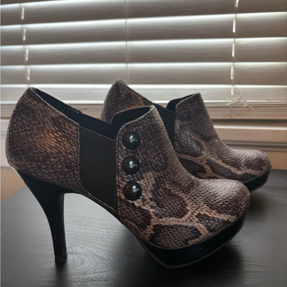 Unlisted Snakeskin Heeled Ankle Boots